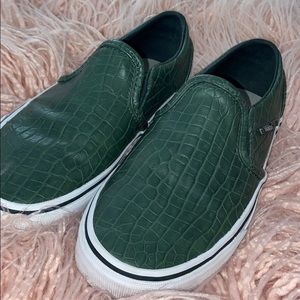 Green Leather Vans